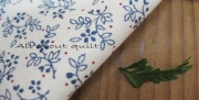ผ้า cotton  ลาย little Flow พื้นขาว ดอก สีฟ้า-เเดง