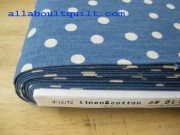 ผ้าคอตต้อน-ลินิน ลายจุดสี- ฟ้าเข้ม Olympus