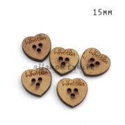 กระดุมไม้ หัวใจ whistler (5ตัว)