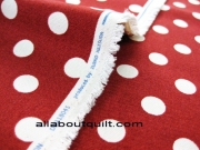 ผ้าเคลือบ water proof ลายจุด 15mmสีแดง